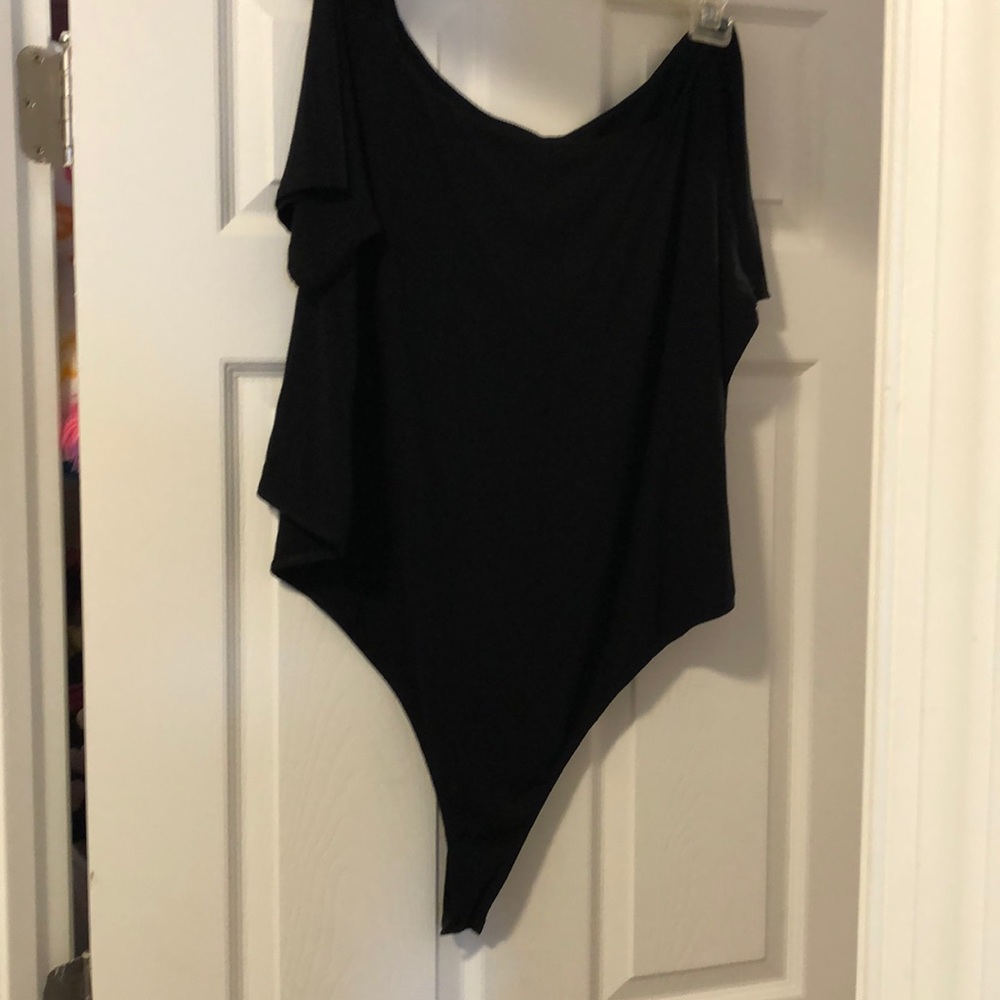 Black off the shoulder bodysuit/thong